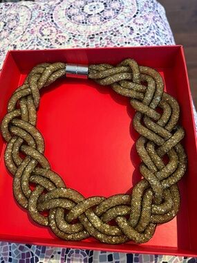 Gold Braided Statement Necklace - Women Jewelry